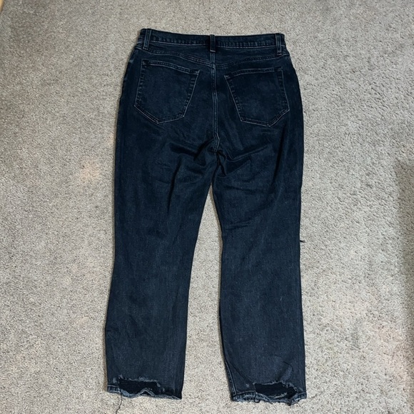 Abercrombie & Fitch Ankle Straight Ultra High Rise Distressed Jeans Black 31 12R - Picture 7 of 11